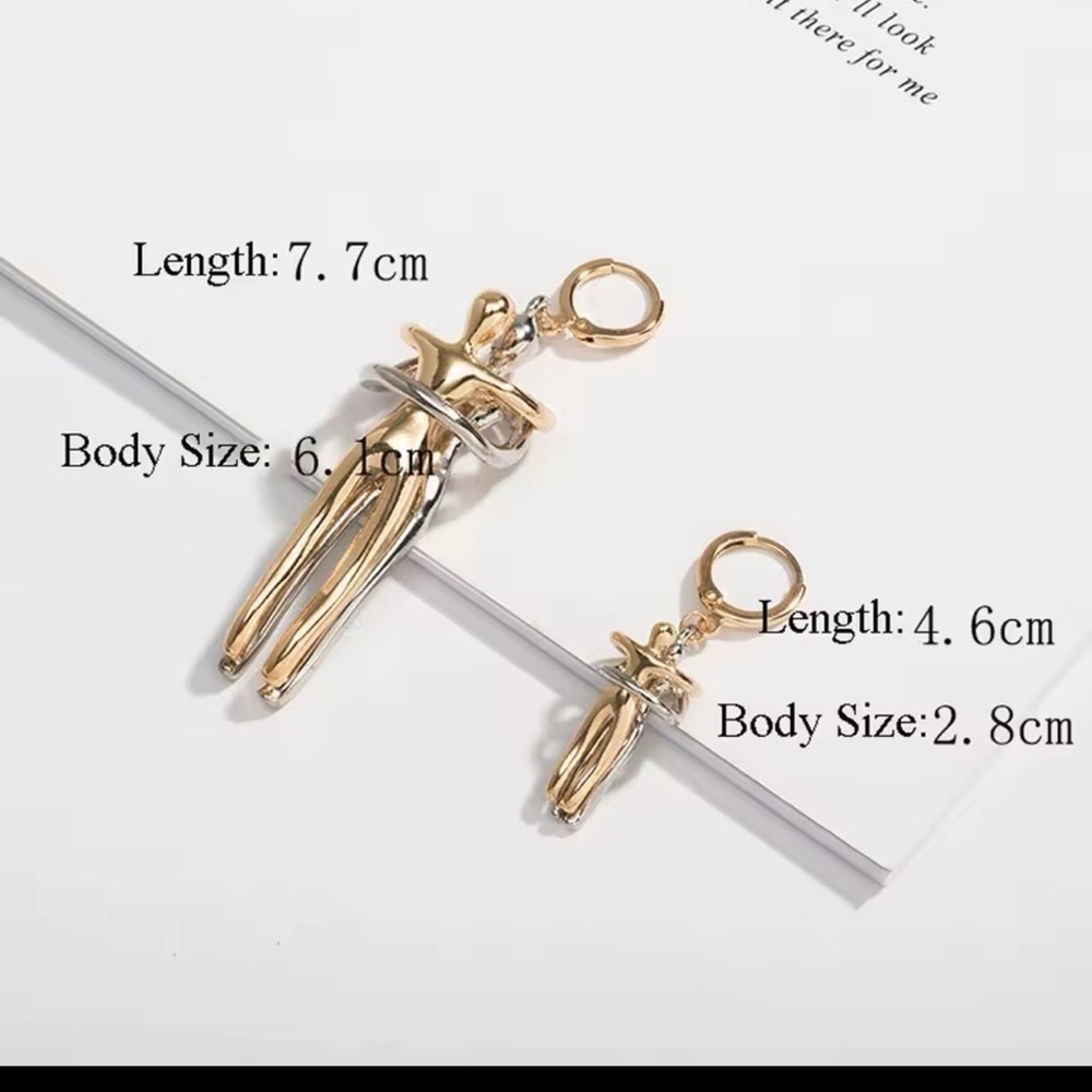 Abstract Dancing Couple Earrings-Gold And Silver - Picture 13 of 13